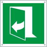 E15232K - cartello sicurezza tirare verso sinistra per aprire EN ISO 7010 E057