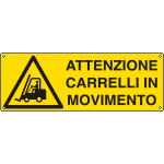 E1753KS - Etichetta adesiva attenzione carrelli in movimento EN ISO 7010