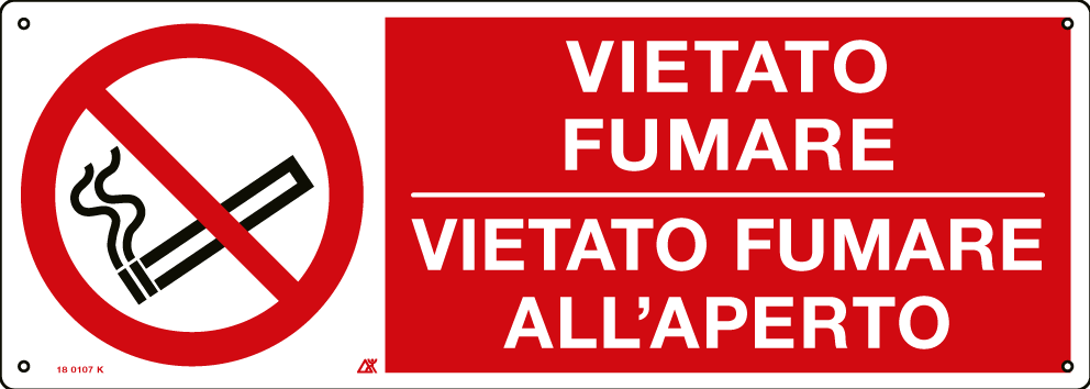 E180107K - Cartello vietato fumare all'aperto + sanzione amministrativa ISO 7010