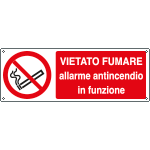 E18023KS - Etichetta adesiva vietato fumare allarme antincendio EN ISO 7010