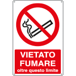 E1803X - Cartello vietato fumare oltre questo limite EN ISO 7010