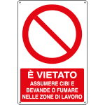 E18063X - Cartello divieto vietato assumere cibi EN ISO 7010