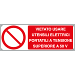 E1891KS - Etichetta adesiva vietato usare utensili elettrici EN ISO 7010