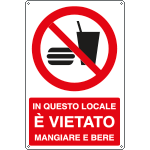 E1896X - Cartello in questo locale vietato mangiare EN ISO 7010