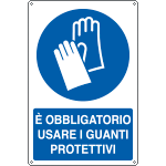 E1904X - Cartello obbligo e'obbligatorio usare i guanti protettivi EN ISO 7010