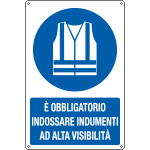 E191501X - cartello indossare indumenti alta visibilita'  EN ISO 7010