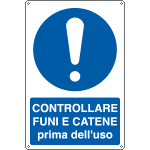 E1924X - Cartello obbligo controllare funi e catene EN ISO 7010