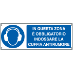 E1929K - Cartello obbligo in questa zona indossare cuffia EN ISO 7010