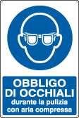 E1938X - Cartello occhiali durante pulizia aria compressa EN ISO 7010