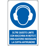 E1965K - Cartello obbligo oltre limite obbligo cuffia EN ISO 7010