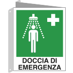 E20103BIW - cartello bifacciale doccia di emergenza EN ISO 7010