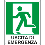 E20105Z - Cartello uscita di emergenza sinistra simbolo+testo EN ISO 7010