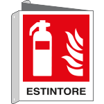 E20118BIX - Cartello bifacciale ESTINTORE EN ISO 7010