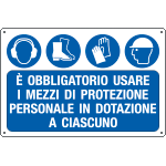 E2652 - Cartello obbligo Usare cuffie, scarpe, guanti EN ISO 7010