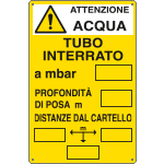 E2795 - Cartello tubo interrato attenzione acqua EN ISO 7010