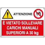 E2916 - Cartello multisimbolo E' VIETATO SOLLEVARE CARICHI..EN ISO 7010