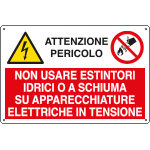 E2926 - Cartello multisimbolo NON USARE ESTINTORI idrici....EN ISO 7010