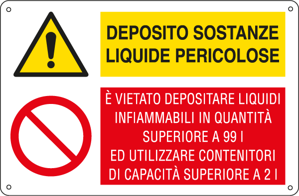 E2942 - Cartello multisimbolo DEPOSITO SOSTANZE LIQUIDE PERICOL...EN ISO 7010