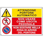 E2955 - Cartello multisimbolo ATTENZIONE PORTONE AUTOMATICO ...EN ISO 7010