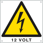 E400725K - Cartello pericolo 12 Volt EN ISO 7010