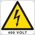 E400726KS - Etichetta pvc autoadesivo pericolo 400 Volt EN ISO 7010