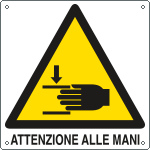 E401601W - Cartello pericolo attenzione alle mani EN ISO 7010