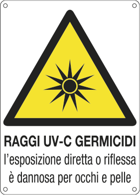 E444503W - cartello pericolo raggi uv-c germicidi EN ISO 7010