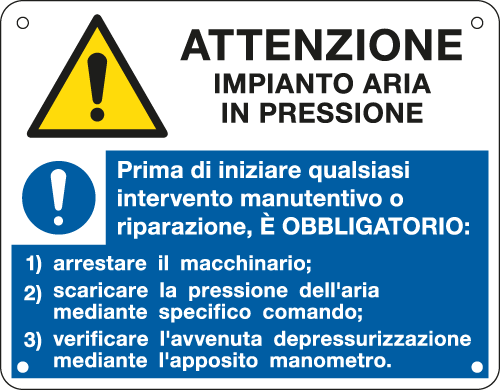 E49201F - Cartello Attenzione Aria In Pressione  EN ISO 7010