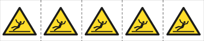 E49614MS - foglio n.5 etichette adesive 60x60 Pericolo zona scivolosa..EN ISO7010