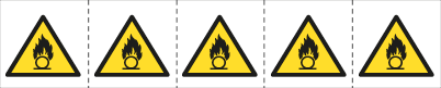 E49618MS - foglio n.5 etichette adesive 60x60 Pericolo materiale.....EN ISO 7010