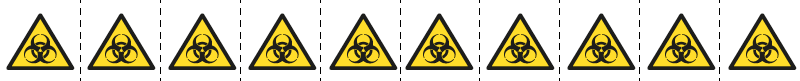 E49631NS - foglio n.10 etichette adesive 30x30 Pericolo biologico EN ISO 7010