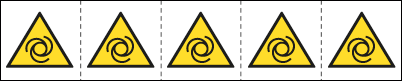 E49642MS - foglio n.5 etichette adesive 60x60 Pericolo avv.autom.....EN ISO 7010