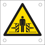 E49671N - Cartello alluminio pericolo schiacciamento EN ISO 7010