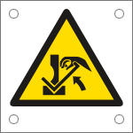 E49821M - Cartello bordo macchina pericolo schiacciamento mani....EN ISO 7010