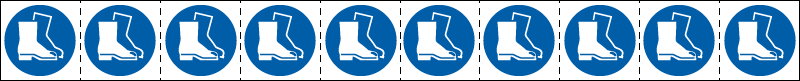 E49855NS - foglio n.10 etichette adesive 30x30 Obbligo uso scarpe...EN ISO 7010