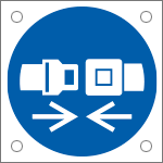 E49890M - Cartello bordo macchina obbligo uso cintura di sicurezza EN ISO 7010
