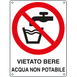 E620301KS - Etichetta adesiva divieto bere acqua non potabile EN ISO 7010