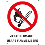 E620501Y - Cartello divieto fumare e/o usare fiamme libere EN ISO 7010