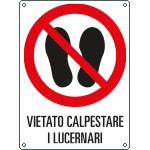 E624801KS - etichetta autoadesiva divieto calpestare i lucernari EN ISO 7010