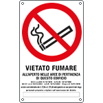 E630111W - Cartello vietato fumare all'aperto in questo edificio + spazio scrivib