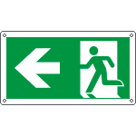 E715101XS - etichetta uscita di emergenza freccia a sinistra EN ISO 7010
