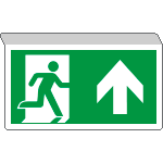 E715103SK - Cartello SOSPESO bifacciale uscita emergenza fr.avanti EN ISO 7010