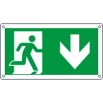 E715104W - Cartello uscita di emergenza freccia indietro EN ISO 7010