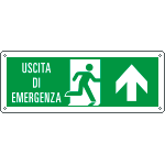 E720103K - Cartello uscita di emergenza freccia avanti Uscita Em.EN ISO 7010