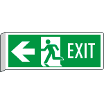 E720201BW - Cartello BIFACCIALE  uscita di emergenza freccia sx EXIT  EN ISO 7010