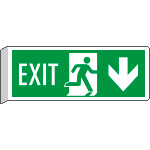 E720204BW - Cartello BIFACCIALE uscita emergenza EXIT freccia indietro EN ISO 7010