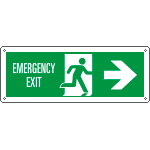 E720302XS - Etichetta uscita di emergenza freccia a destra con scritta EN ISO 7010