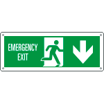 E720304K - Cartello uscita di emergenza freccia indietro Uscita Em. EN ISO 7010