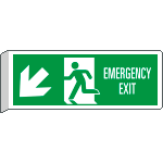 E720307BK - Cartello BIFACCIALE Emergency Exit freccia in basso sn EN ISO 7010