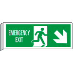 E720308BK - Cartello BIFACCIALE Emergency Exit freccia in basso a dx EN ISO 7010